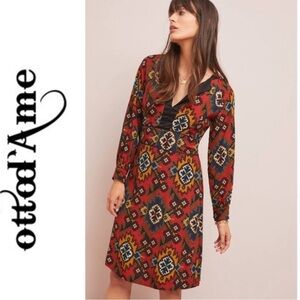 ANTHROPOLOGIE ILLYRIAN TUNIC DRESS BY OTTOD'AME Multi Geo Print Sz 8 Petite